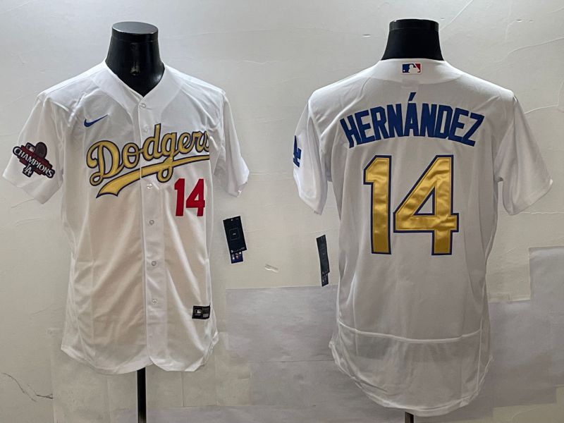 Men Los Angeles Dodgers #14 Hernandez White Elite 2025 Nike MLB Jersey style 1->los angeles dodgers->MLB Jersey